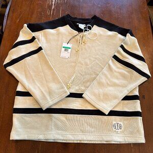 Nike x Bode Lace-Up Hockey Sweatshirt Cream Black Size XL New With Tags